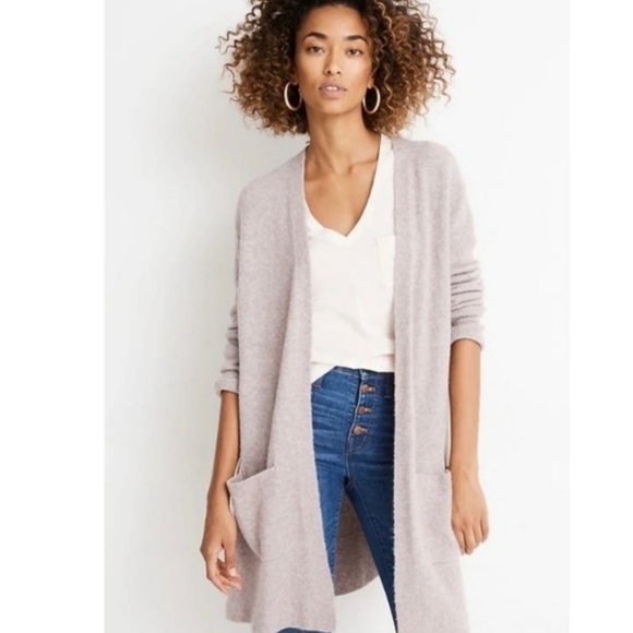 Madewell Kent Cardigan Sweater in Coziest Wool Yarn Heather Purple M - Picture 3 of 16
